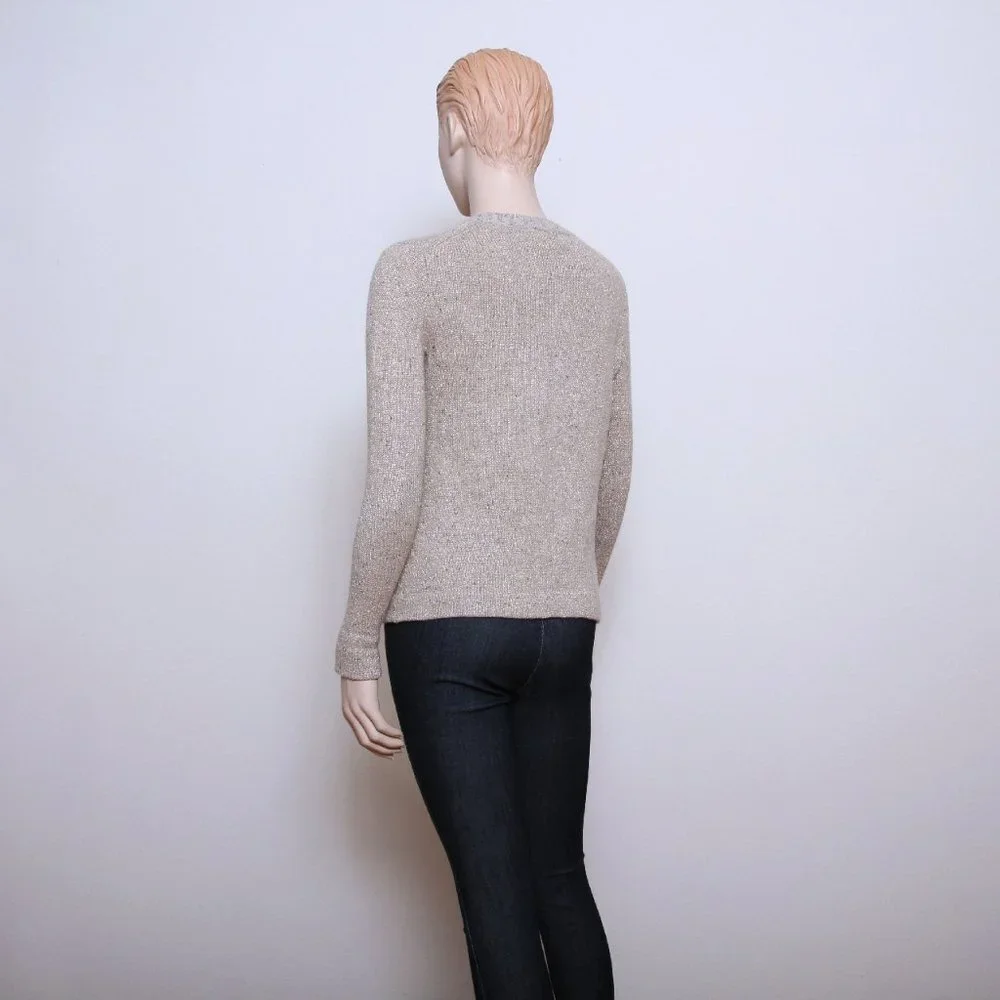 J. Crew Factory Metallic‎ Lambs Wool Blend Crew Neck Sweater Tan Women Size XS